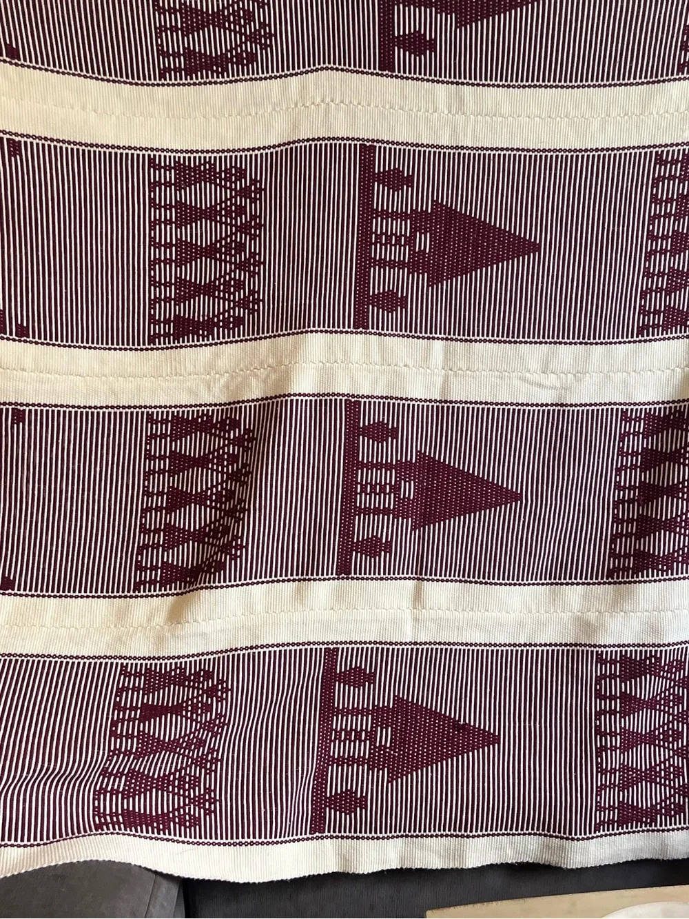 Maroon and Cream Geometric native Woven Throw Blanket Queen